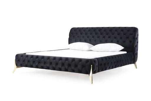 VIG Furniture - Modrest Legend Modern Black Velvet & Gold Queen Bed - VGVCBD8111-BLKGLD-Q - GreatFurnitureDeal