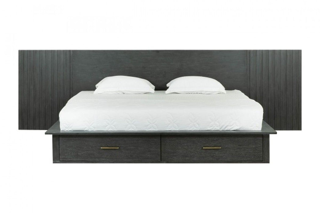 VIG Furniture - Modrest Manchester- Contemporary Platform Dark Grey Eastern King Bed with Two Nightstands - VGWD-HLF2-BED-WNS-EK