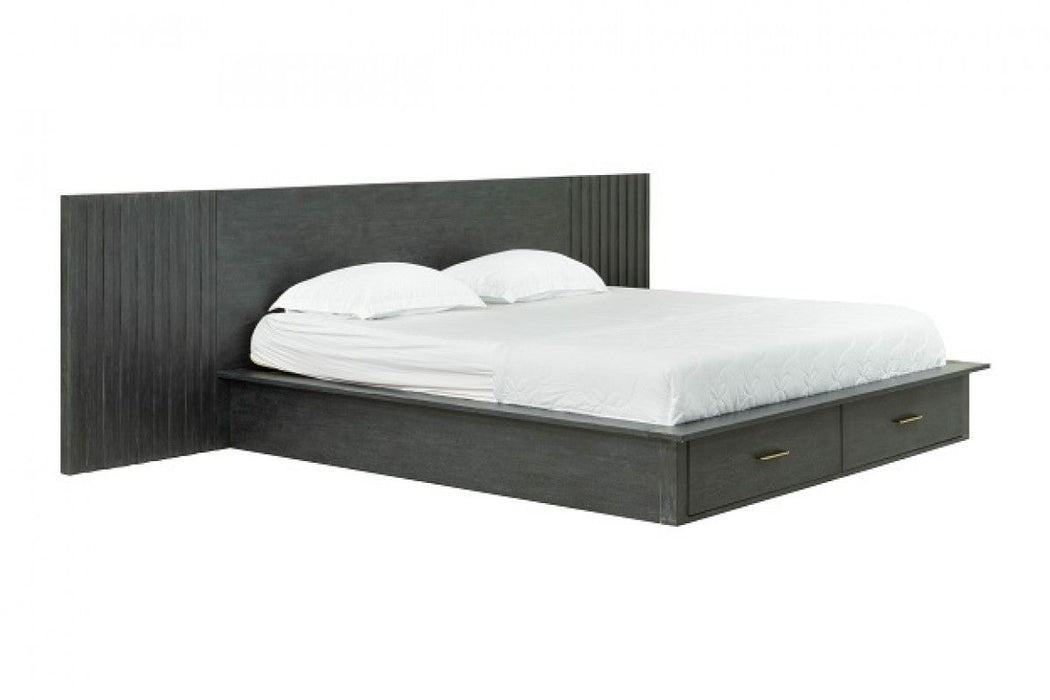 VIG Furniture - Modrest Manchester- Contemporary Platform Dark Grey Eastern King Bed with Two Nightstands - VGWD-HLF2-BED-WNS-EK - GreatFurnitureDeal