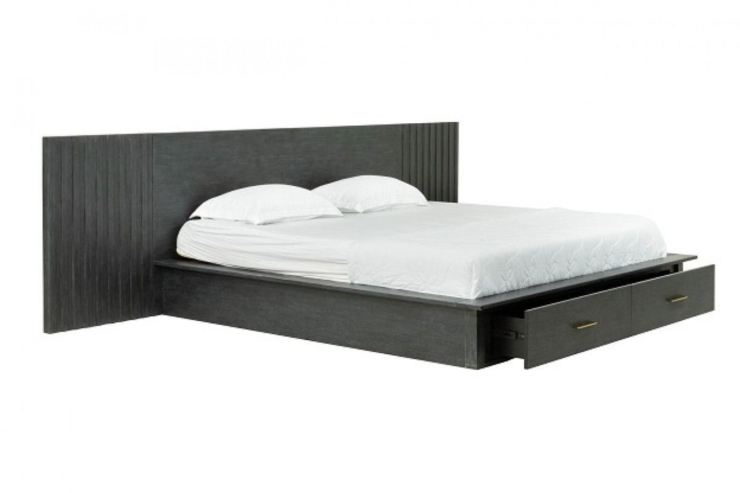 VIG Furniture - Modrest Manchester- Contemporary Platform Dark Grey Queen Bed with Drawers - VGWD-HLF2-BED-Q