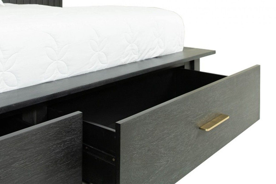 VIG Furniture - Modrest Manchester- Contemporary Platform Dark Grey Eastern King Bed with Two Nightstands - VGWD-HLF2-BED-WNS-EK - GreatFurnitureDeal