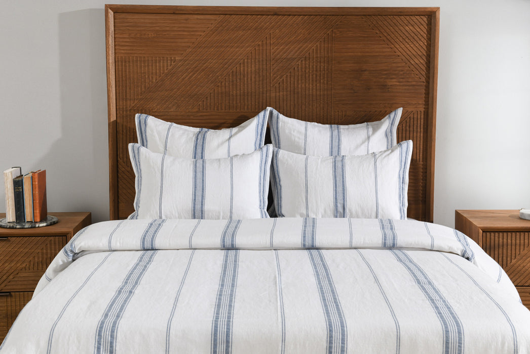 Classic Home Furniture - Jayson Blue Stripe Linen Cashmere 3pc Queen Set - BEDD339Q - GreatFurnitureDeal