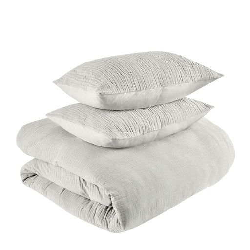 Villa By Classic Home - Cardiff Gray 3pc Duvet Quilt Set - BEDD348Q - GreatFurnitureDeal