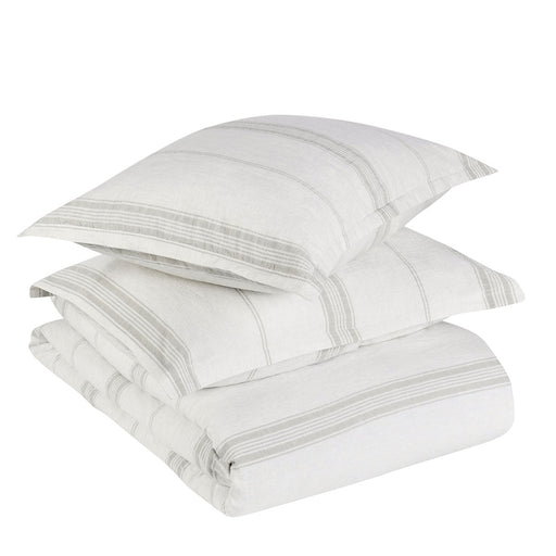 Villa By Classic Home - Jayson Gray Stripe Linen Cashmere 3pc Queen Set - BEDD350Q - GreatFurnitureDeal