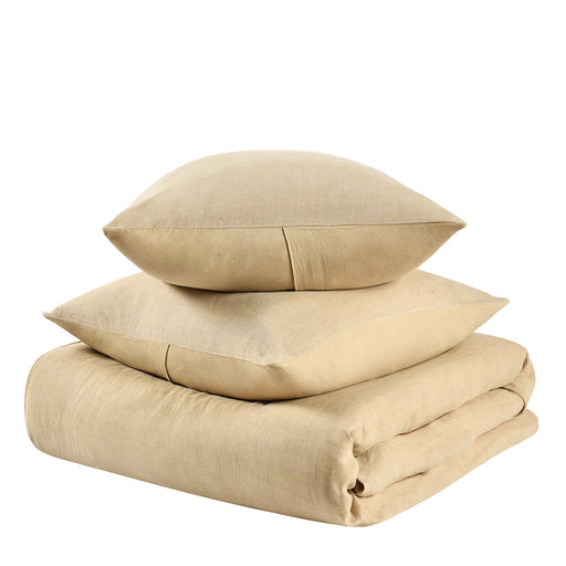 Villa By Classic Home - Paloma Hemp Ochre 3pc Queen Duvet Set - BEDD352Q - GreatFurnitureDeal