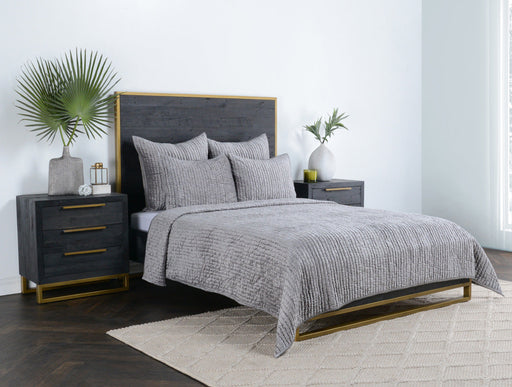Villa By Classic Home - Bari Velvet Gray 4pc King Quilt Set - BEDQ504K - GreatFurnitureDeal