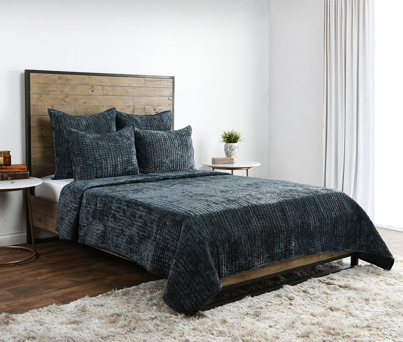 Classic Home Furniture - Bari Velvet Bay Green 3pc Queen Quilt Set - BEDQ509Q - GreatFurnitureDeal