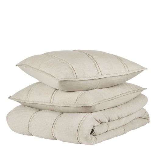Villa By Classic Home - Rowen Taupe 4 Piece King Quilt Set - BEDQ534K - GreatFurnitureDeal