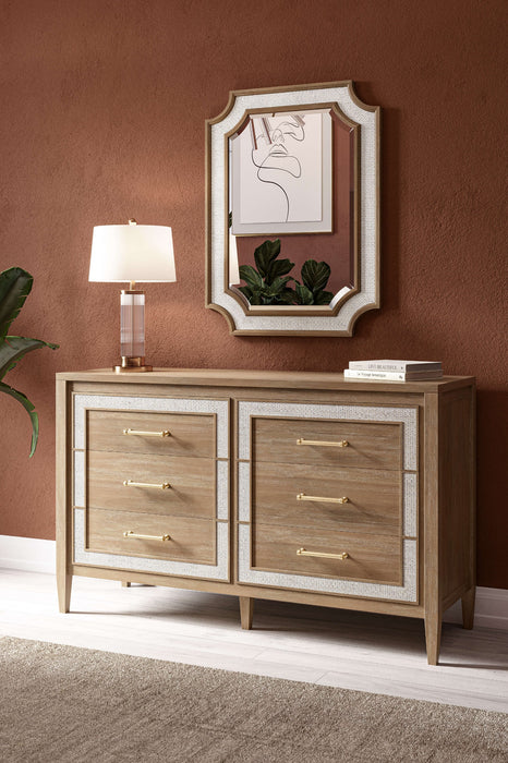 Bramble - Belgravia 6 Drawer Dresser in Sandbar w/ White Inset Rattan - BR-76554SNB-RT01--- - GreatFurnitureDeal