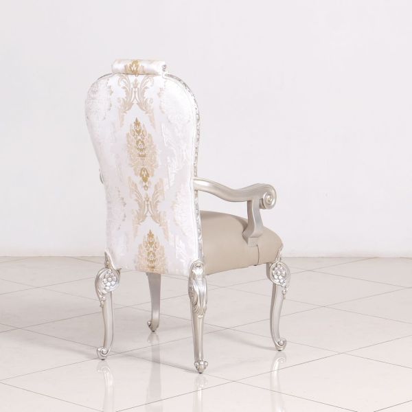 European Furniture - Bellagio Luxury Arm Chair Set of 2 - Antique Silver - 40050-AC - GreatFurnitureDeal