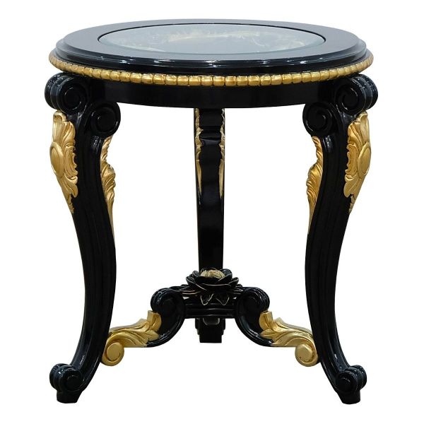 European Furniture - Bellagio III End Table in Black-Gold - 30019-ET - GreatFurnitureDeal