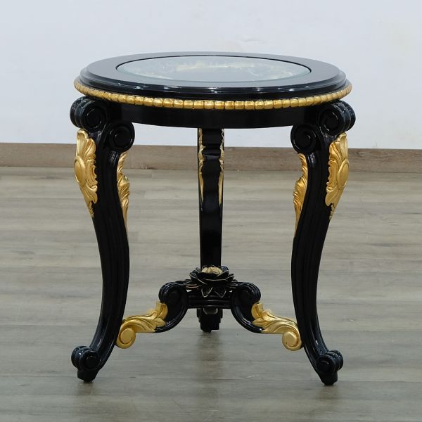 European Furniture - Bellagio III End Table in Black-Gold - 30019-ET - GreatFurnitureDeal