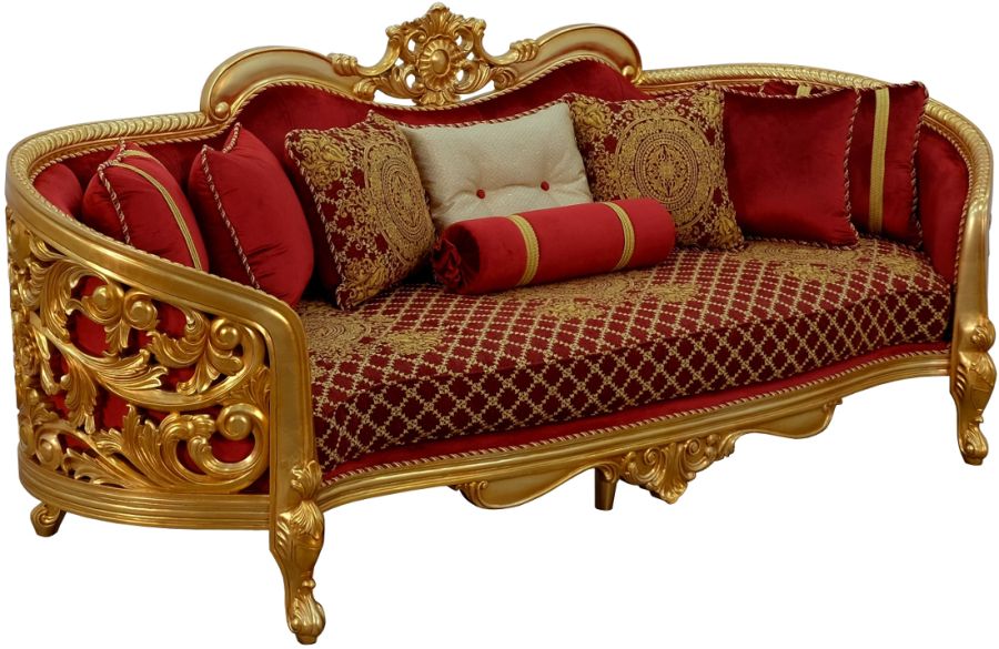 European Furniture - Bellagio II 2 Piece Living Room Set in Red-Gold - 30013-2SET - GreatFurnitureDeal