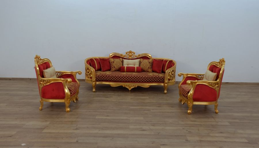 European Furniture - Bellagio II 2 Piece Living Room Set in Red-Gold - 30013-2SET - GreatFurnitureDeal