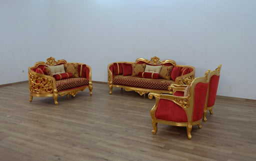 European Furniture - Bellagio II 2 Piece Living Room Set in Red-Gold - 30013-2SET - GreatFurnitureDeal