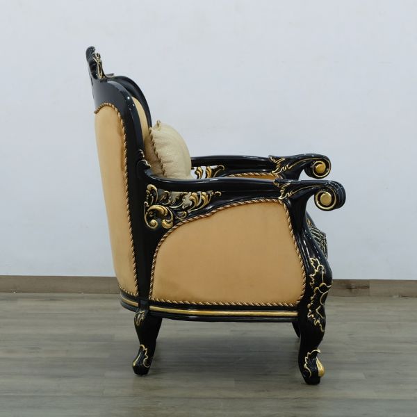 European Furniture - Bellagio III Chair in Black-Gold - 30019-C - GreatFurnitureDeal