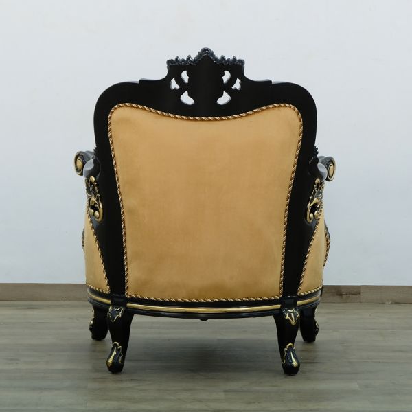 European Furniture - Bellagio III Chair in Black-Gold - 30019-C - GreatFurnitureDeal