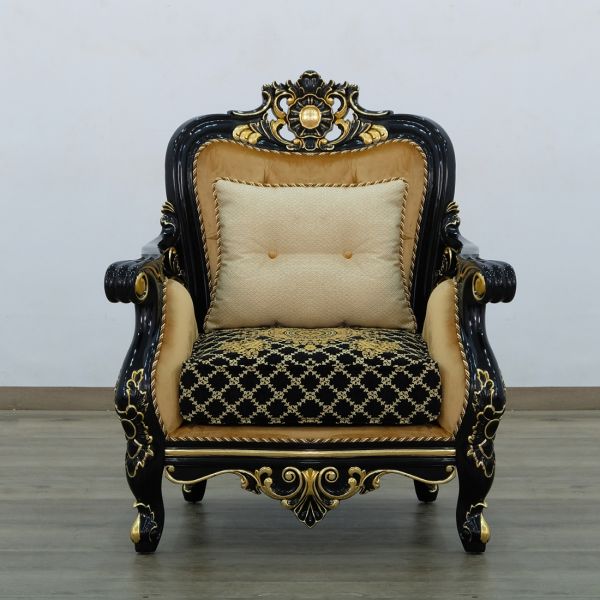 European Furniture - Bellagio III Chair in Black-Gold - 30019-C - GreatFurnitureDeal