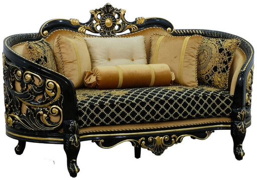 European Furniture - Bellagio Luxury Loveseat Gold-Black - 30019-L - GreatFurnitureDeal