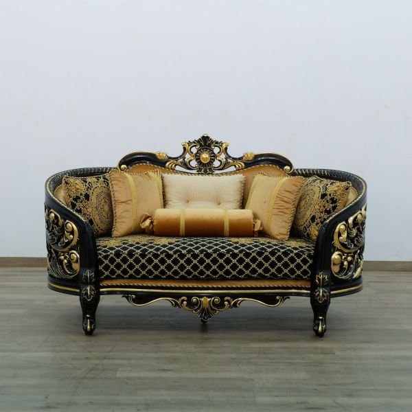European Furniture - Bellagio Luxury Loveseat Gold-Black - 30019-L - GreatFurnitureDeal