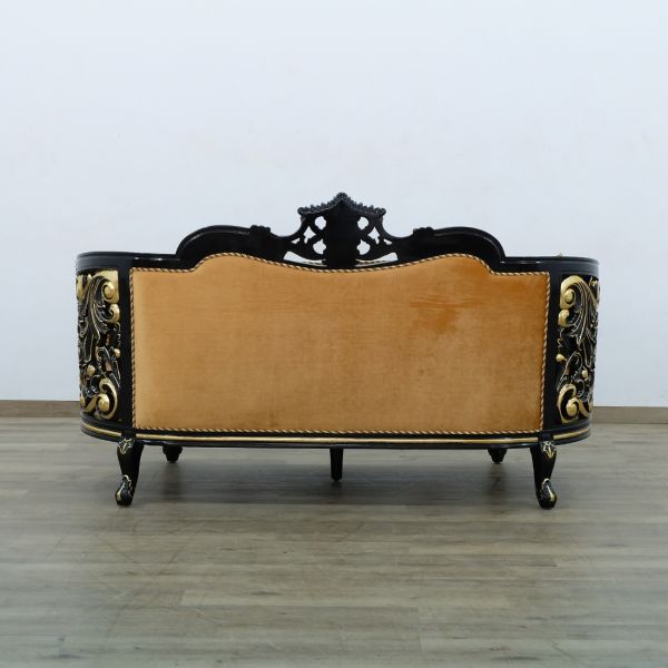 European Furniture - Bellagio Luxury Loveseat Gold-Black - 30019-L - GreatFurnitureDeal