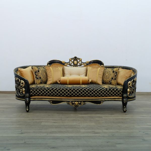 European Furniture - Bellagio Sofa in Black-Gold - 30019-S - GreatFurnitureDeal