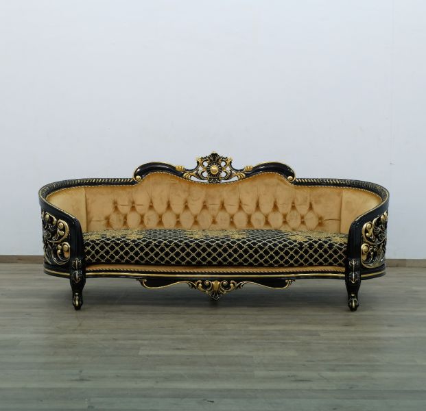 European Furniture - Bellagio Sofa in Black-Gold - 30019-S - GreatFurnitureDeal