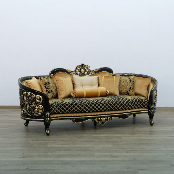 European Furniture - Bellagio III 4 Piece Living Room Set in Black-Gold - 30019-4SET - GreatFurnitureDeal