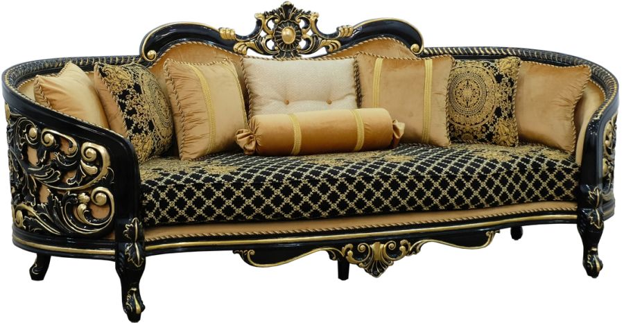 European Furniture - Bellagio Sofa in Black-Gold - 30019-S - GreatFurnitureDeal