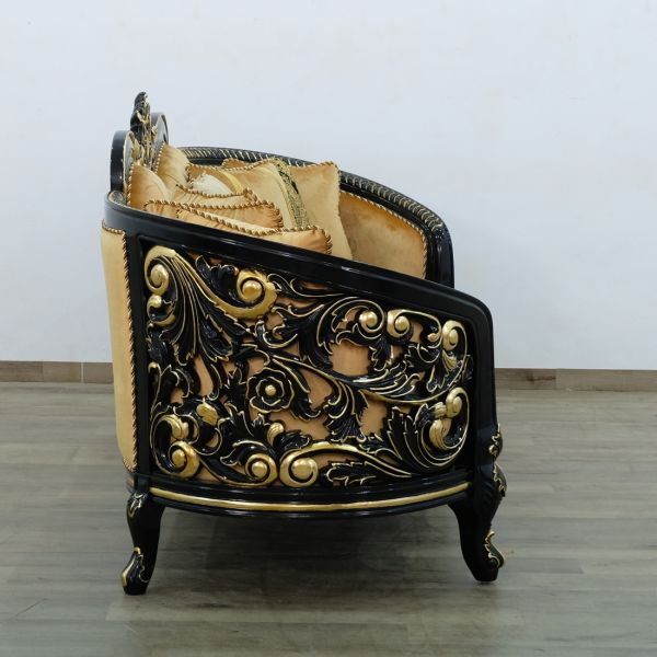 European Furniture - Bellagio Sofa in Black-Gold - 30019-S - GreatFurnitureDeal