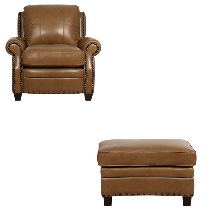 Mariano Italian Leather Furniture - Bennett Chair with Storage Ottoman - BENNETT-CO - GreatFurnitureDeal