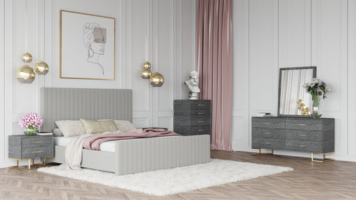 VIG Furniture - Modrest Beverly Modern Grey Velvet Eastern King Bed - VGJYJY-653-XGRY-BED-EK - GreatFurnitureDeal