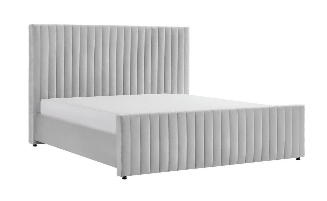 VIG Furniture - Modrest Beverly Modern Grey Velvet Eastern King Bed - VGJYJY-653-XGRY-BED-EK - GreatFurnitureDeal
