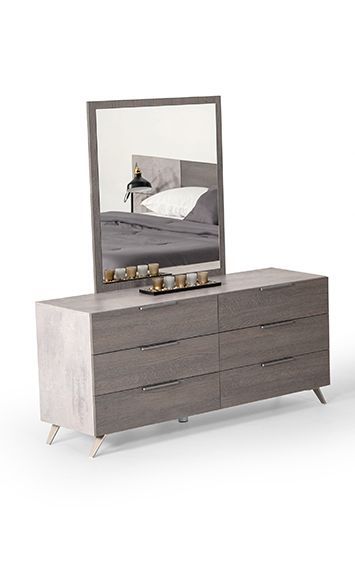 VIG Furniture - Nova Domus Bronx Italian Modern Faux Concrete & Grey Dresser & Mirror Set - VGACBRONX-DRSR-MIR-SET - GreatFurnitureDeal