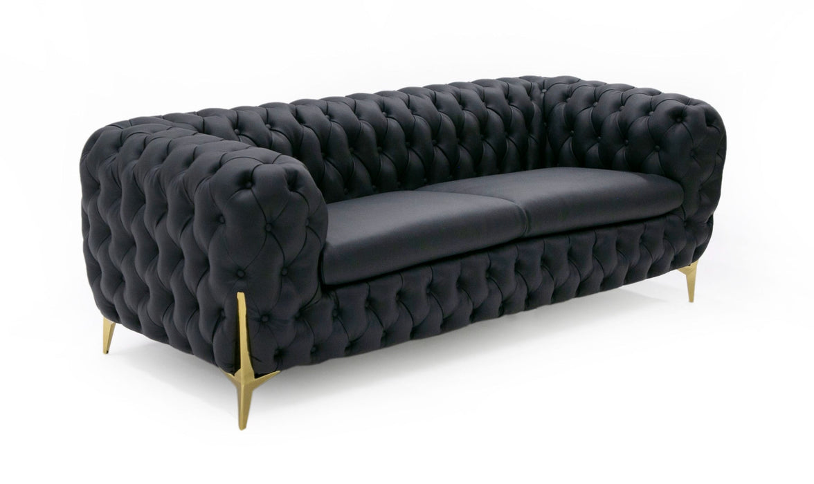 VIG Furniture - Divani Casa Bunzel - Modern Black Tufted Leather Sofa Set - VGBNSBL-9168-BLK