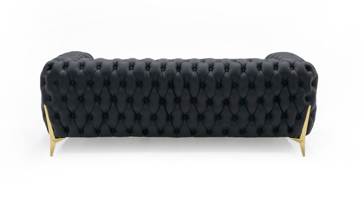 VIG Furniture - Divani Casa Bunzel - Modern Black Tufted Leather Sofa Set - VGBNSBL-9168-BLK