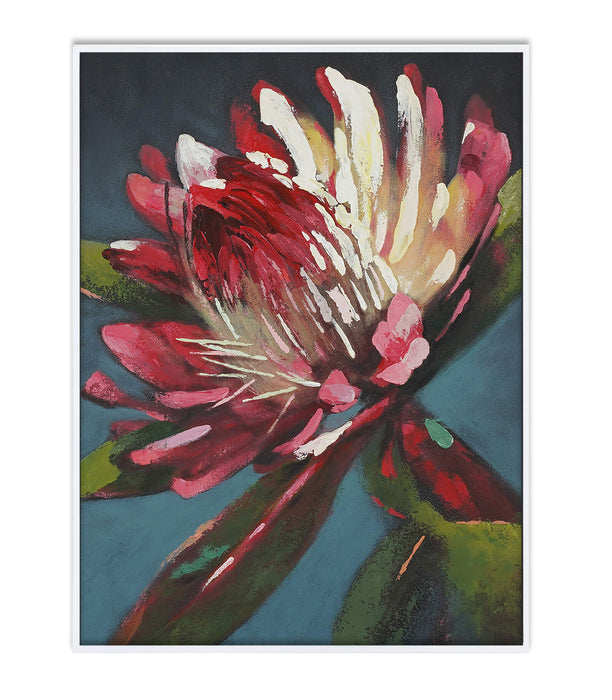 Bramble - Dahlia on Canvas 30 x 40 w/ Frame in True White - BR-28085TRW---C1006- - GreatFurnitureDeal