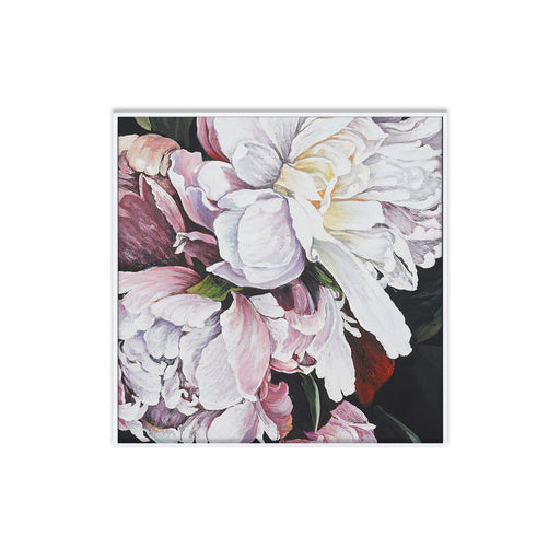 Bramble - Pink Peony on Canvas 30 x 30 w/ Frame In True White - 28084TRW---C1015- - GreatFurnitureDeal