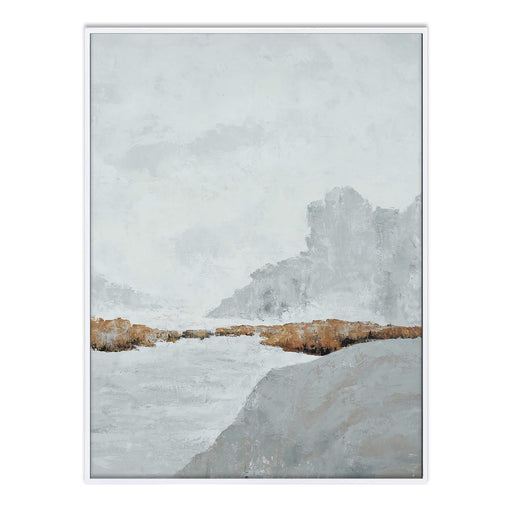 Bramble - Sea Sand on Canvas 36 x 48 w/ Frame In True White - BR-28087TRW---C1016- - GreatFurnitureDeal