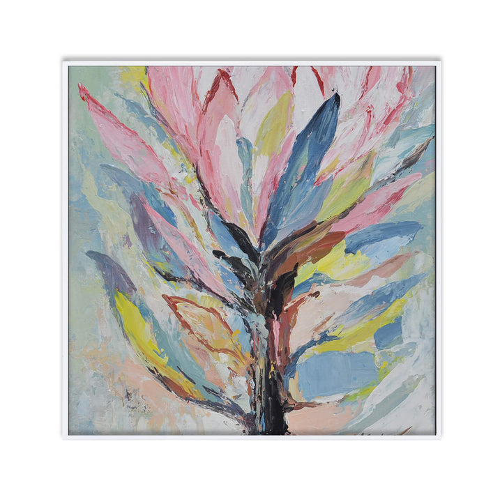 Bramble - Protea Latifolia on Canvas 30 x 30 w/ Frame in True White - 28084TRW---C1030- - GreatFurnitureDeal