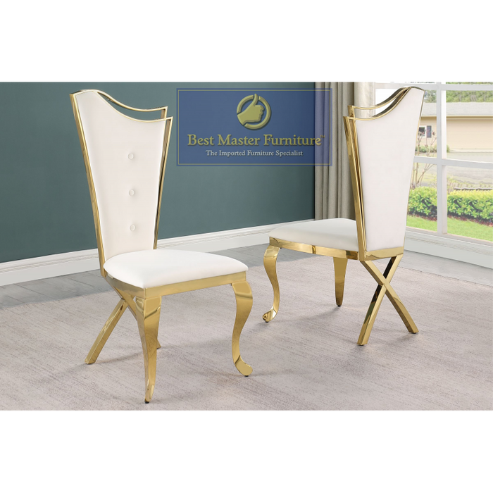 Mariano Furniture - C194 - 5 Piece Dining Table Set in Cream/Gold - BM-C194RCG5 - GreatFurnitureDeal