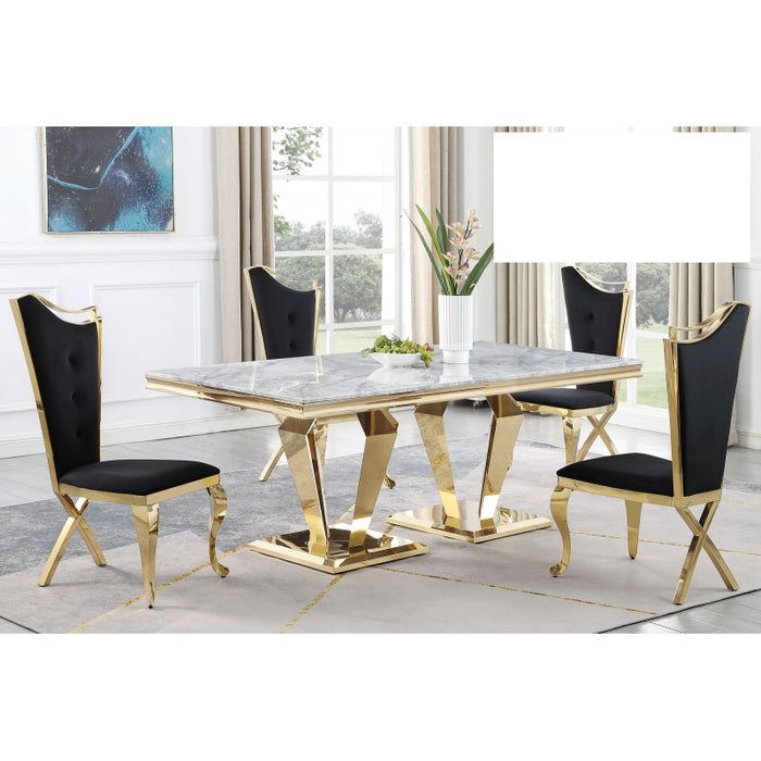 Mariano Furniture - C194 - 5 Piece Dining Table Set in Black/Gold - BM-C194RBG5 - GreatFurnitureDeal