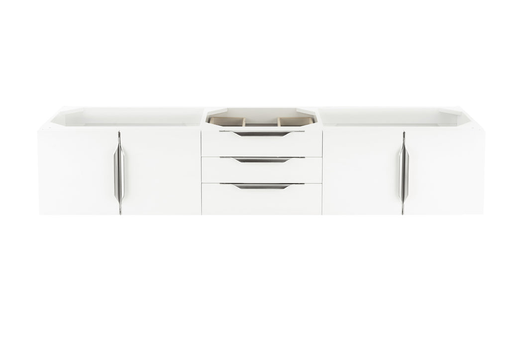 James Martin Furniture - Columbia 72" Single Wall Mount Vanity Cabinet, Glossy White, Brushed Nickel - 983-V72S-W-GW-N - GreatFurnitureDeal