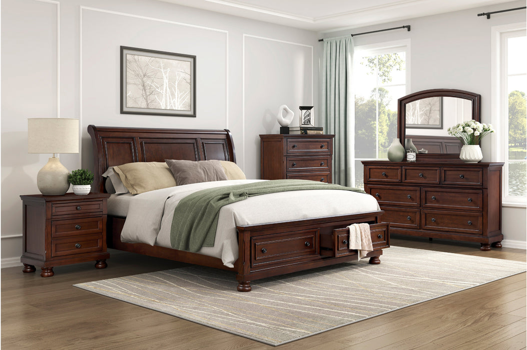 Homelegance - Begonia 4 Piece King Bedroom Set in Brown Cherry - 1718KNC-1EK*4