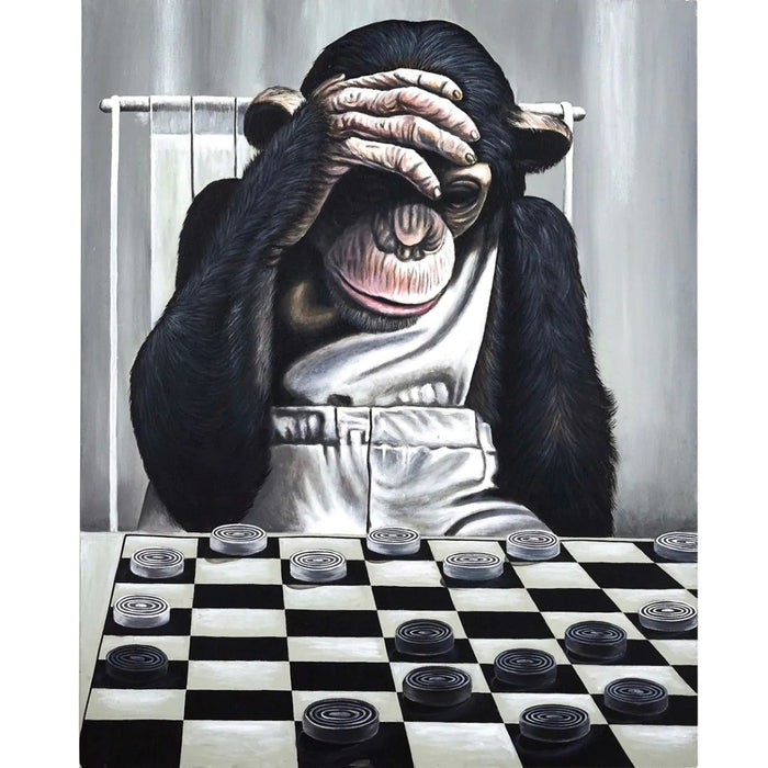 Bramble - Monkey & Checkers on Canvas 60 x 40 w/o Frame - BR-C891-28157------ - GreatFurnitureDeal