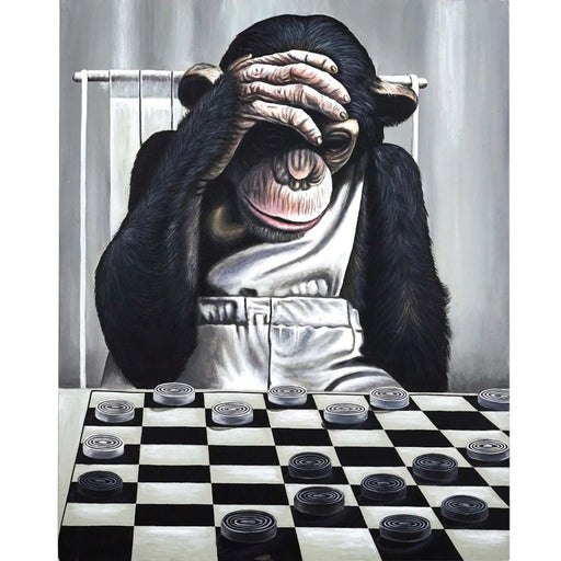 Bramble - Monkey & Checkers on Canvas 16 x 20 w/o Frame - BR-C891-28152------ - GreatFurnitureDeal
