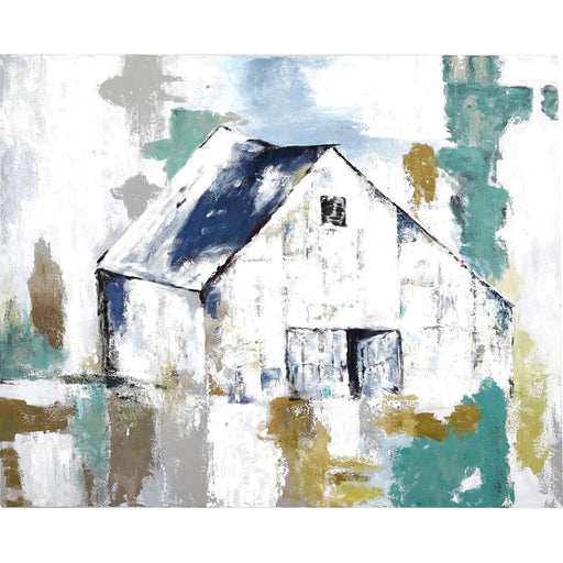 Bramble - White Barn on Canvas 16 x 20 w/o Frame - BR-C922-28152------ - GreatFurnitureDeal