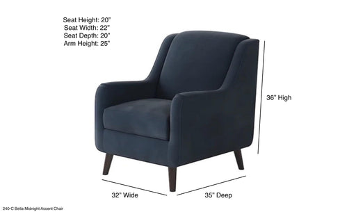 Southern Home Furnishings - Bella Accent Chair in Midnight - 240-C Bella Midnight - GreatFurnitureDeal