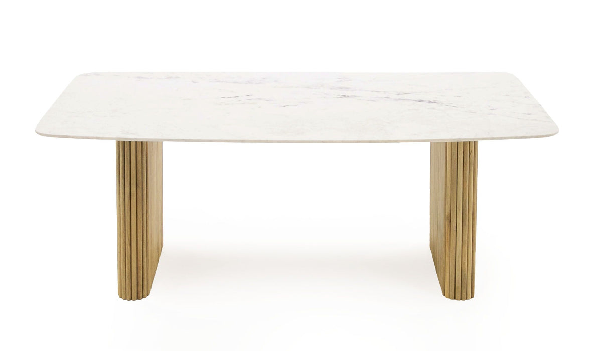 VIG Furniture - Modrest - Cambridge White Marble & Mango Rectangular Dining Table - VGEDRID120004-RCT