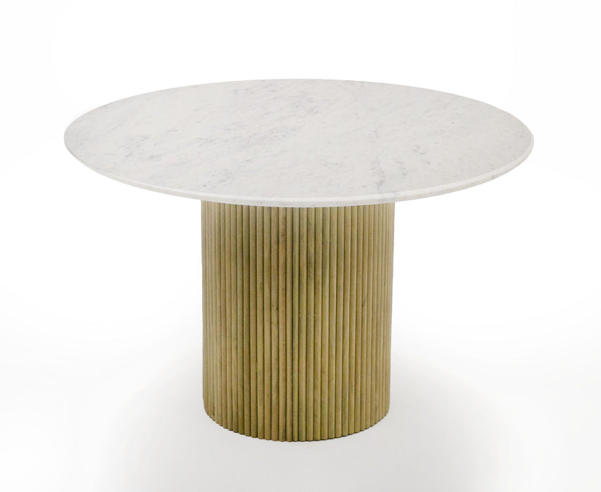 VIG Furniture - Modrest - Cambridge White Marble & Mango Round Dining Table - VGEDRID112011-RNDDT - GreatFurnitureDeal